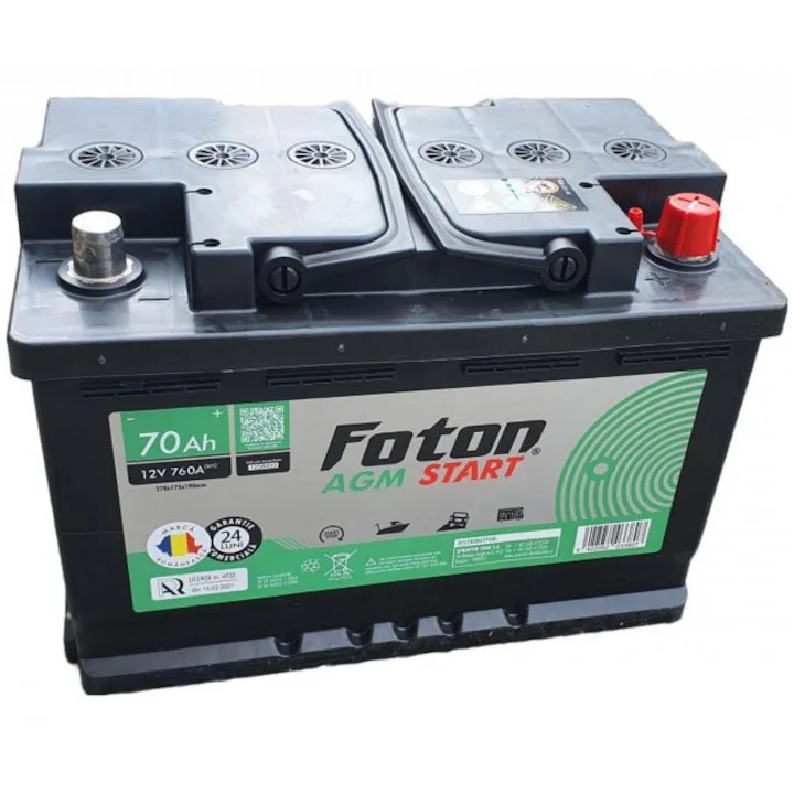 Baterie auto Foton Start AGM 70Ah