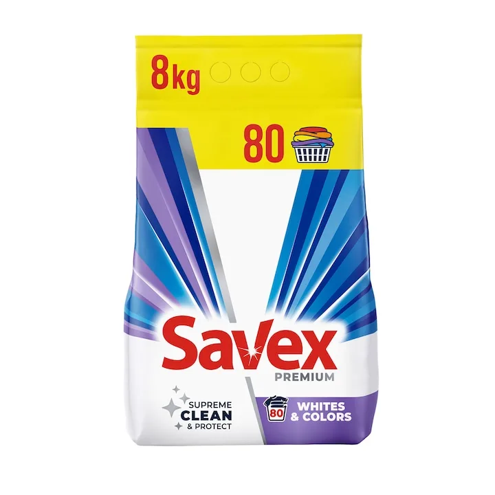 Savex Premium Whites & Colors, pulbere, 80 spălări