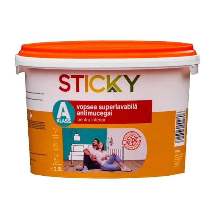 Sticky A-Klass, de interior, antimucegai, albă