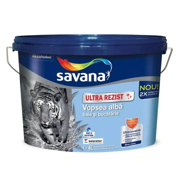 Savana Ultrarezist baie și bucătărie, de interior, antimucegai, albă