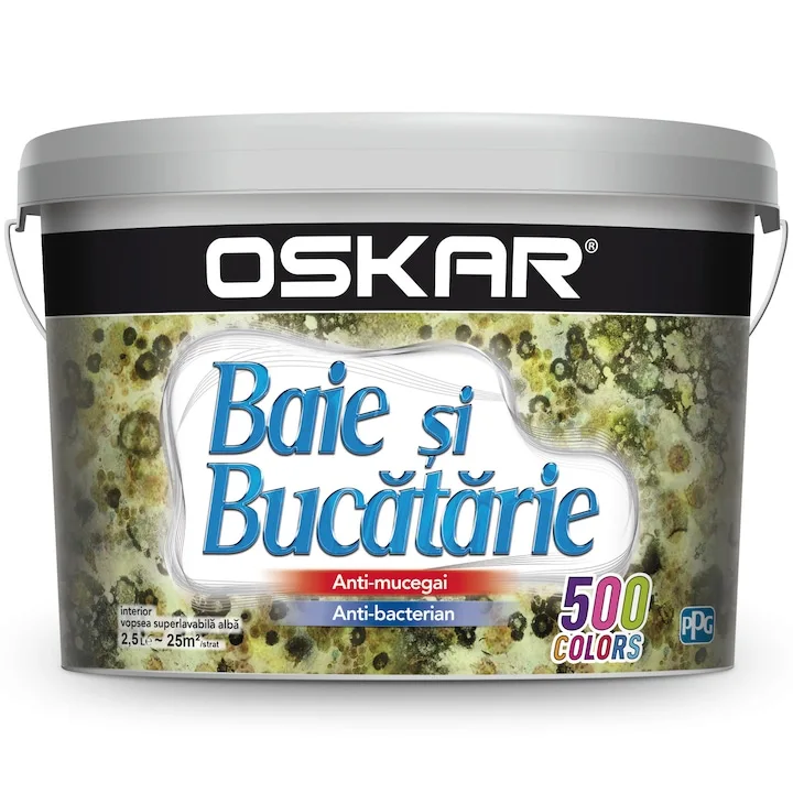 Oskar baie și bucătărie, de interior, antimucegai, albă