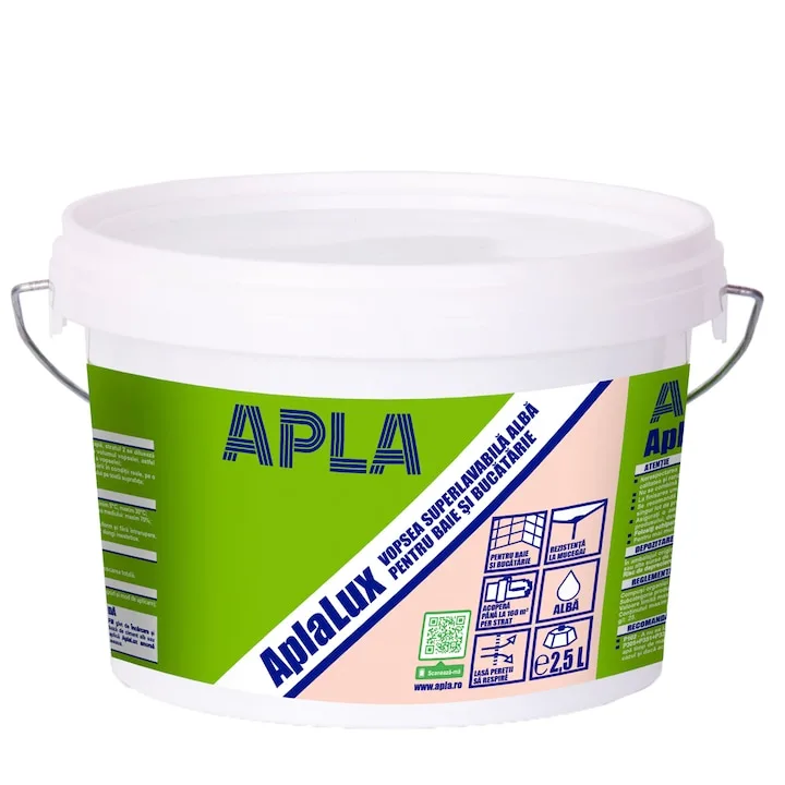 AplaLux baie și bucătărie, de interior, antimucegai, albă