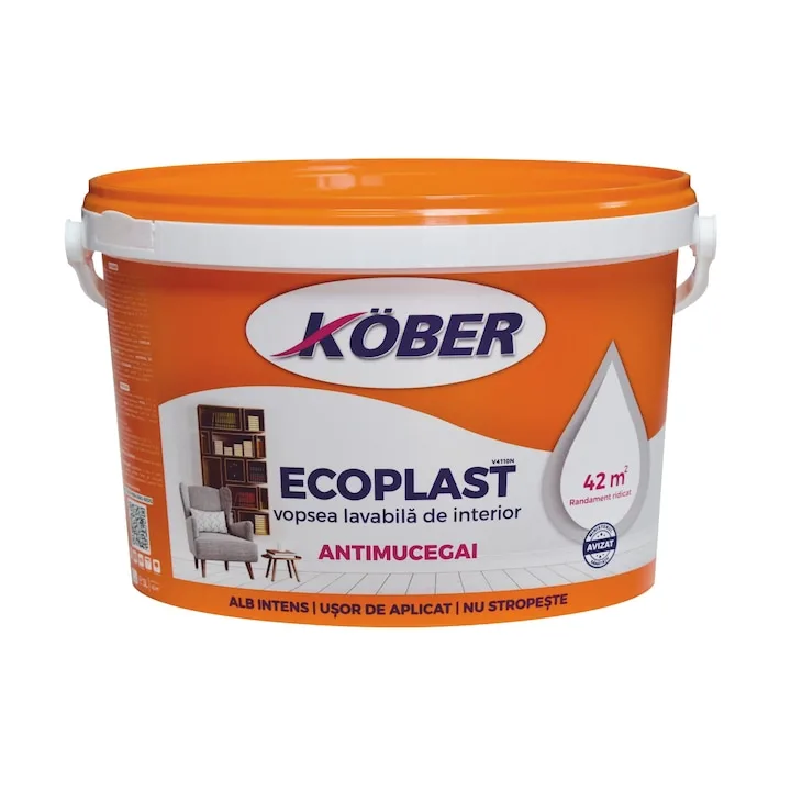 Kober Ecoplast, de interior, antimucegai, albă
