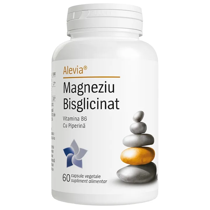 Alevia Magneziu Bisglicinat cu Vitamina B6 și Piperină